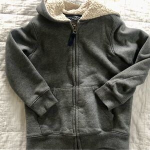 Lands' End Gray Sherpa-Lined Zip-Up Hoodie. Size sm-4